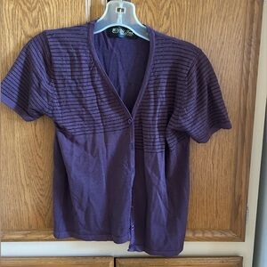 Yi Tui Deep Purple Button-Down Light Sweater